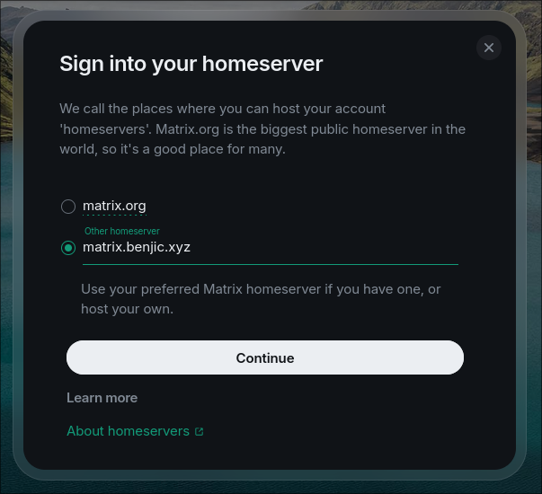 Choose a homeserver