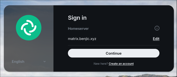 Homeserver selected